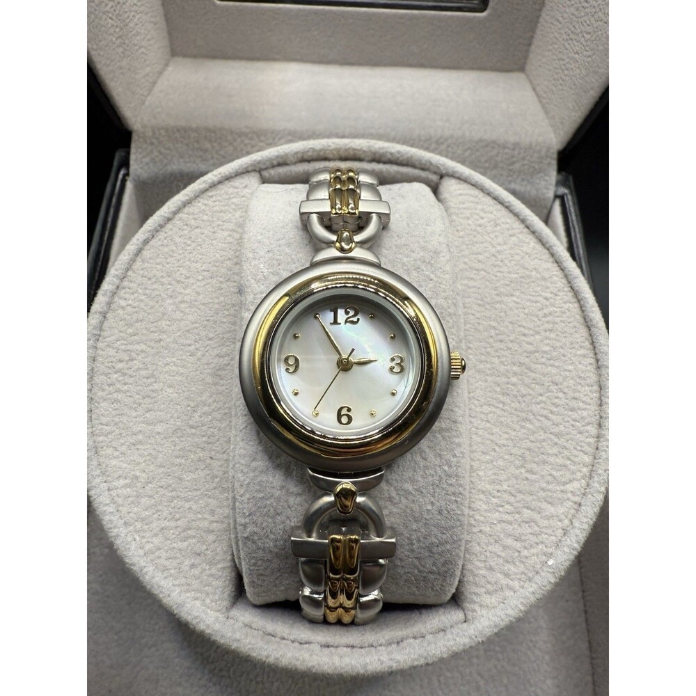 Valletta Quartz Watch Set NEW – 2 Straps 2 Bezels Two‑Tone Bracelet MOP Dial